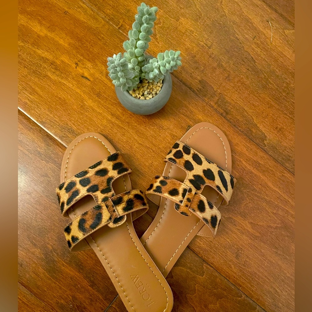 J. Crew Cheetah Print Calfhair Sandals